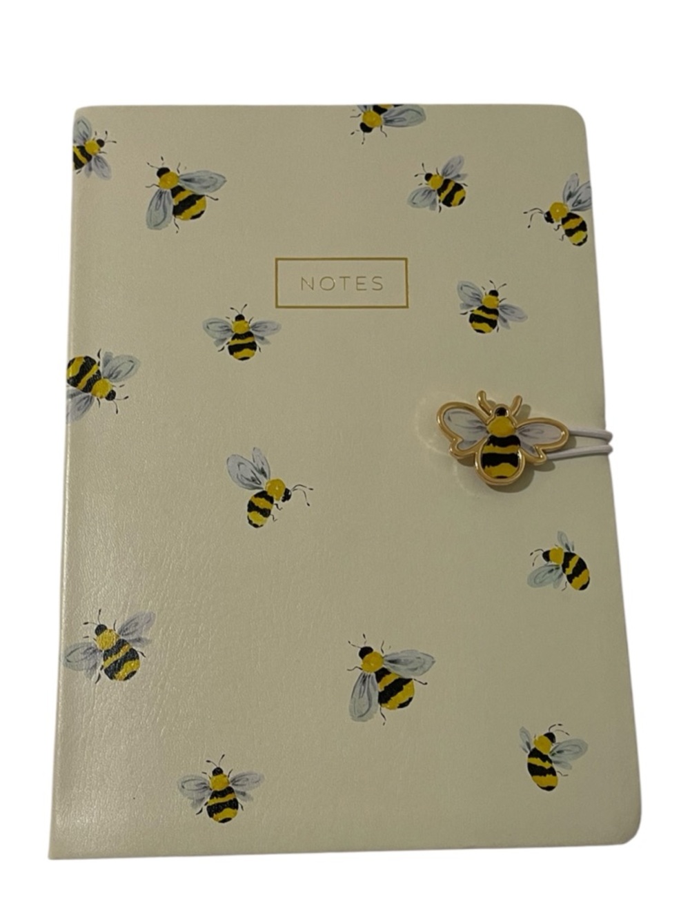 Bumblebee Pattern Notebook with gold-toned bee shaped button closure -NWT**